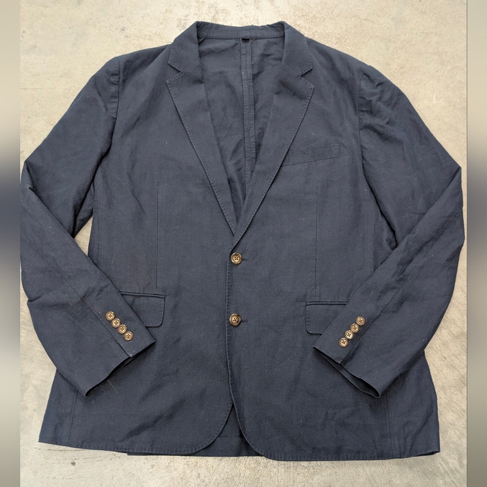 J Crew Cotton/Limen Classic Navy Blazer, 44R - Picture 2 of 10